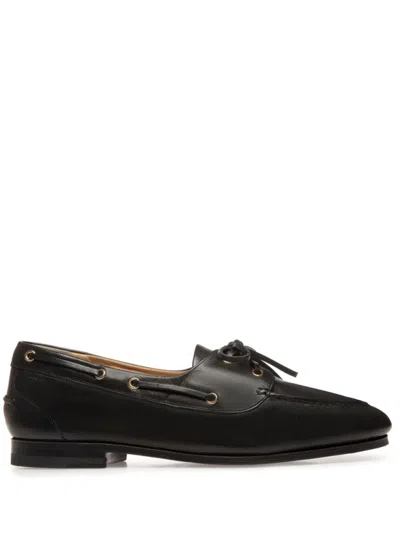 Bally Black Leather Moccasins With Lace-up Detailing And Debossed Logo