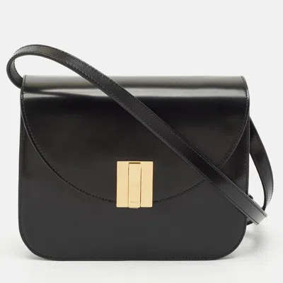 Pre-owned Bally Black Leather Ollam Flap Crossbody Bag
