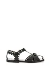 Bally Black Calfskin Leather Sandals With Metal Trim And Buckle Closure In Black