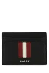 Bally Blue Leather Card Holder In Black