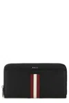 Bally Wallet Leather Stripe Detail In Black
