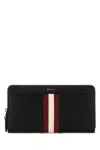 Bally Wallet Leather Stripe Detail In Black