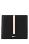 Bally Leather Wallet With Bi-fold Design And Textured Finish In Blackpalladio