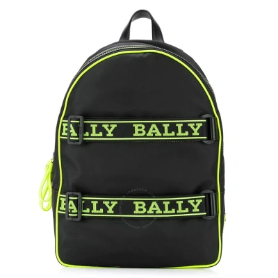 Bally Black Men's Logo-tape Buckle-detail Backpack