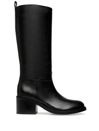 Bally Black Mid-height Block Heel Leather Long Boots