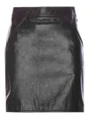Bally High Waist Leather Finish Mini Skirt With Side Pockets In Negro