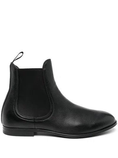 Bally Black Minimalist Elastic Panel Suede Ankle Boots