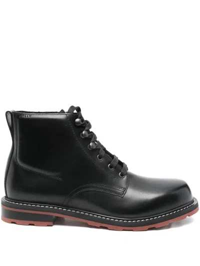 Bally Black Minimalist Lace-up Leather Ankle Boots