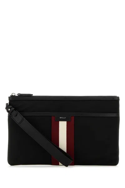 BALLY BLACK NYLON CODE CLUTCH