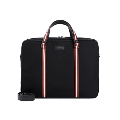 Bally Men's Black Nylon And Leather Business Briefcase For Ss24