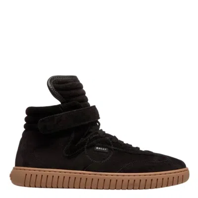 Bally Black Parrel-mid Suede High-top Sneakers In Black/ambra