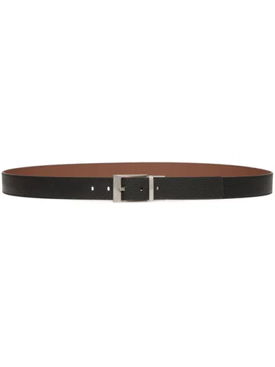 Bally Black Pebbled Leather Belt With Buckle