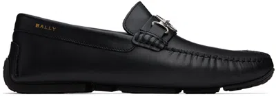 Bally Black Pilot Pexon Loafers In Black/palladio