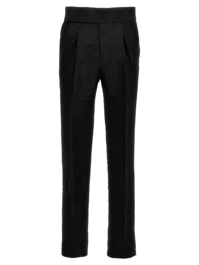 BALLY BALLY BLACK PLEATED JACQUARD PANTS WITH ZIP