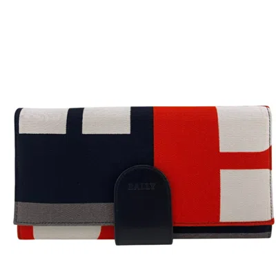 Pre-owned Bally Black Red Color Canvas Leather Long Wallet (bi-fold) ()