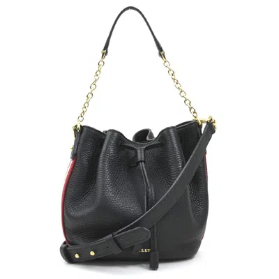 Pre-owned Bally Black Red Color White Leather Canvas Shoulder Bag () In Black, Red Color, White
