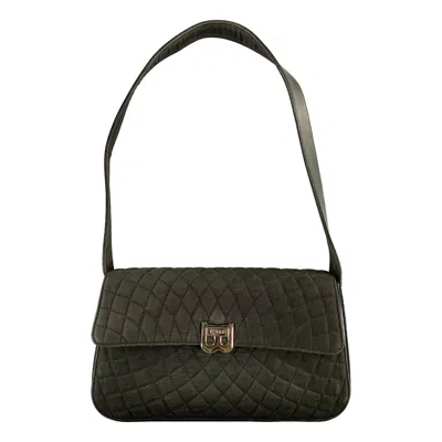 Pre-owned Bally Black Silver Quilted Leather Fabric Shoulder Bag Handbag