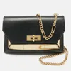 Bally Black/gold Leather Suzy Chain Clutch In Black