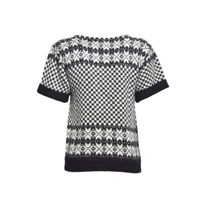 BALLY BLACK/WHITE CHECKERED SILK AND MOHAIR TOP