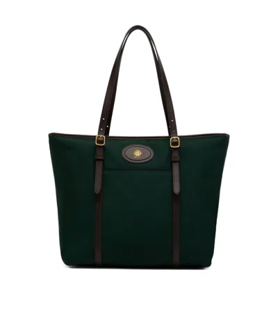 Bally B-light Tote Bag In Marble Green Nylon And Ebano Leather