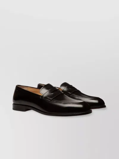 Bally Block Heel Loafers Penny Slot In Black