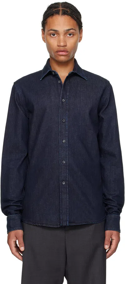Bally Blue Adrien Brody Edition Button-down Denim Shirt In Dark Blue Wash