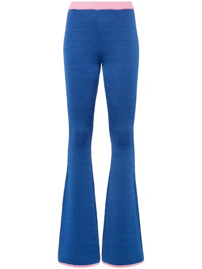 BALLY BLUE AND PINK FLARED KNIT TROUSERS FOR WOMEN