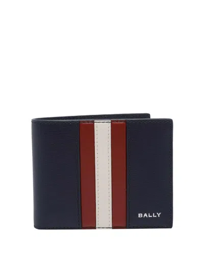 Bally Blue And Red Bifold Logo Wallet