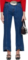Bally Cropped Paneled High-rise Flared Jeans In U5c3 - Bright Blue