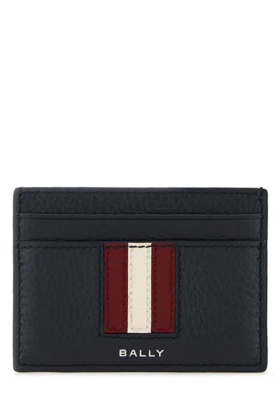 Bally Blue Leather Card Holder In Black