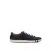 Bally Blue Leather Low Top Men's Sneakers In Black