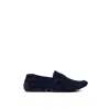 Bally Blue Leather Moccassin In Blue