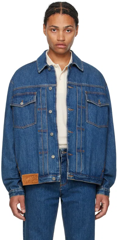 BALLY BLUE LOGO PATCH DENIM JACKET
