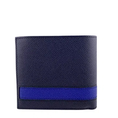 Pre-owned Bally Blue Navy Leather Bill Wallet (bi-fold) ()