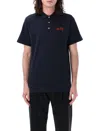BALLY BLUE POLO SHIRT WITH GOLD-TONE DETAILS AND EMBROIDERED LOGO