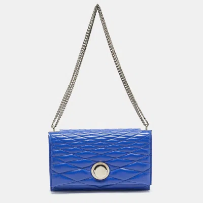 Pre-owned Bally Blue Quilted Leather Eclipse Chain Shoulder Bag