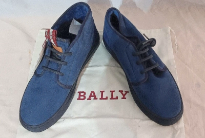 Pre-owned Bally Blue Suede Fur Lined Shoes Men's 11.5 In Box W/bag Free Returns