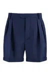 Bally Pleated Mohair-wool Blend Shorts In Blue