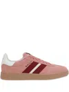 Bally Bocage Stripe Suede Sneakers In Pink