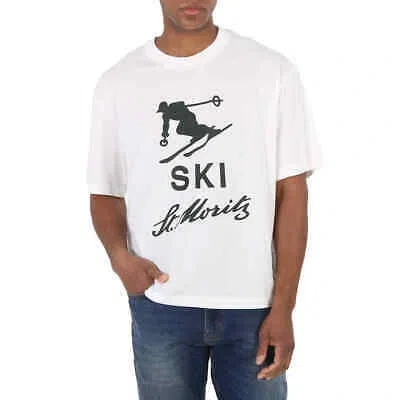 Pre-owned Bally Bone 15 Ski St. Moritz Print Cotton T-shirt In Beige