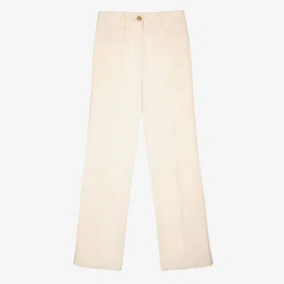 Bally Bone Cotton Tailored Trousers In White