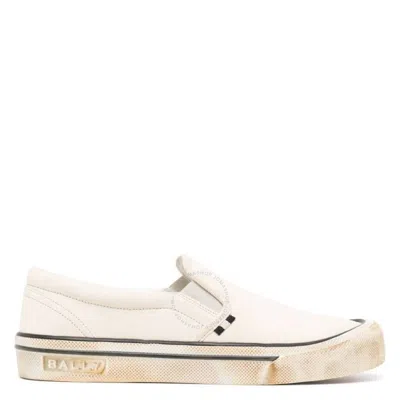 Bally Bone Leory Calf Suede Slip-on Sneakers In White