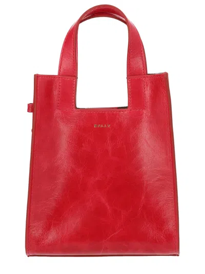 Bally Tote Bag Top Handles Adjustable Strap In Red