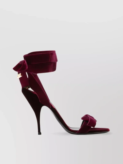 Bally Bow-detail Velvet Sandals With High Stiletto Heel In Brown