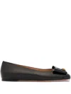 Bally Bow-detailed Leather Ballet Flats In Black