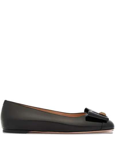 Bally Bow-detailed Leather Ballet Flats In Black