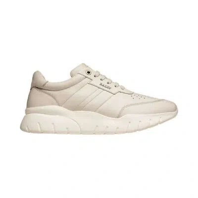 Pre-owned Bally Brinkley 6239585 Men's Dusty White Calf Leather Sneakers Msrp $570