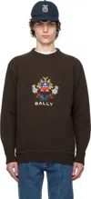 Bally Brown Alpine Flowers Crewneck Sweater In Ebano 50