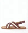 Bally Brown Calfskin Leather Dom Sandals With Crossed Straps In Brown