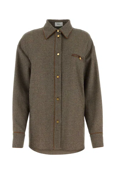 BALLY BROWN DOGTOOTH-PATTERN SHIRT